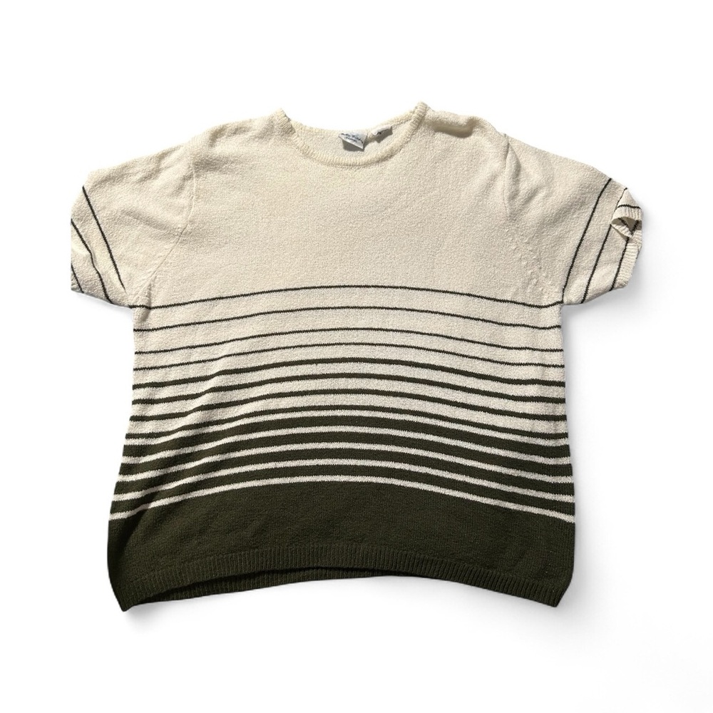 Bobbie Brooks White and Green Blouse with Stripes
